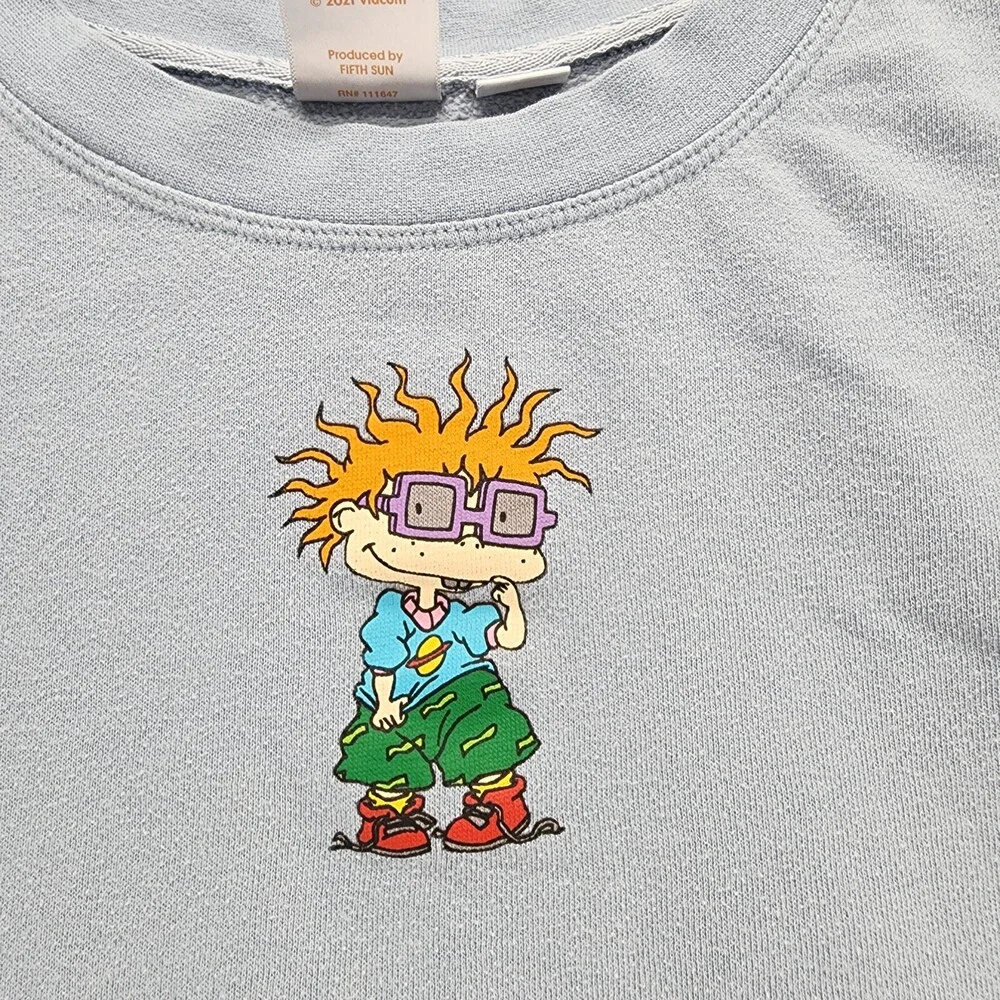 Rugrats Shirt Womens Juniors Large Long Sleeve Cropped Blue